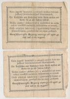 1849. 15kr + 30kr "Kossuth bankó" T:III,III- kis papírhiány Adamo G102,G103