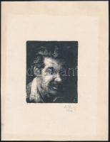 Zilahy György (1929-1966): Portré (Önarckép?), 1954. Fametszet, papír, jelzett. 11×9 cm