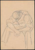Udvary Pál (1900-1987): Pihenő alak. Ceruza, papír, jelzés nélkül, 29,5×21 cm