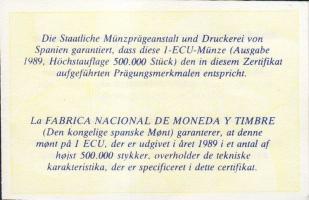 Spanyolország 1989. 1Ecu Ag "Európa" dekoratív díszkiadásban T:PL Tanúsítvánnyal!