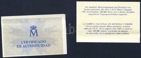 Spanyolország 1989. 1Ecu Ag "Európa" dekoratív díszkiadásban T:PL Tanúsítvánnyal!