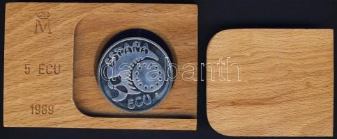 Spanyolország 1989. 5Ecu Ag "V.Károly" dekoratív díszkiadásban T:PL Tanúsítvánnyal!