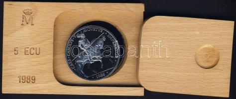 Spanyolország 1989. 5Ecu Ag "V.Károly" dekoratív díszkiadásban T:PL Tanúsítvánnyal!