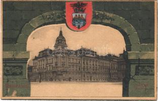 1902 Arad, Csanádi palota. Szecessziós, címeres / palace. Art Nouveau, coat of arms, litho (EK)