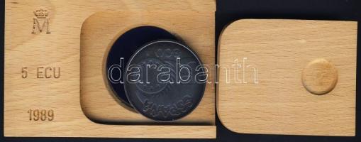 Spanyolország 1989. 5Ecu Ag "V.Károly" dekoratív díszkiadásban T:PL Tanúsítvánnyal!