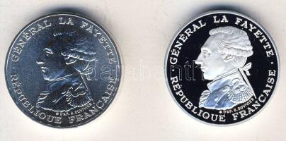 Franciaország 1987. 100Fr Ag + 100Fr Ag "La Fayette parancsnok" piefort (vastag) veret pár...