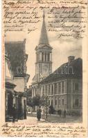 1905 Lippa, Lipova; Római katolikus templom, Speht Károly tér. Krivány György kiadása / church, square