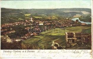 1903 Dévény, Theben a. d. Donau, Devín (Pozsony, Bratislava); Heliocolorkarte von Ottmar Zieher (EK)