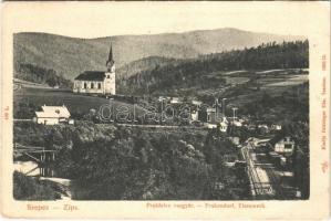 1907 Prakfalva, Prakendorf, Prakovce (Szepes, Zips); vasgyár, templom, iparvasút. Feitzinger Ede 439. L. 1902/12. / iron works, factory, industrial railway, church (EK)