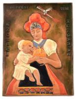 Krupinszky László (1888-1945) 1938 Patrona Hungariae terrakotta plakett. Falikép. Jelzett, 7,5x10 cm