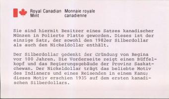 Kanada 1982. 1c-1$ 6klf db + 1$ Ag "Regina", exkluzív szettben T:PP Díszdobozban, tanúsítv...