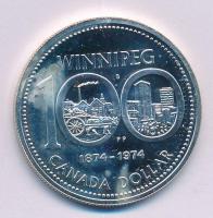Kanada 1974. 1$ Ag 100 éves Winnipeg T:PP ujjlenyomat  Canada 1974. 1 Dollar Ag Winnipeg Centennial C:PP fingerprint KM#88a
