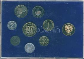 Ausztria 1980. 2Gr-20Sch 8klf db + "Hauptmünzamt 1980" emlékérem T:PP