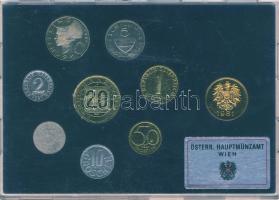 Ausztria 1981. 2Gr-20Sch 8klf db + "Hauptmünzamt 1981" emlékérem T:PP