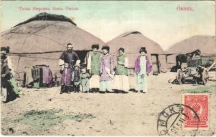 1911 Omsk, Types of Kirghiz / Kyrgyz folklore. TCV card