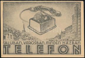cca 1930 Faluban, városban, minden házban telefon, két lapos távbeszélő reklámkiadvány, szép állapotban