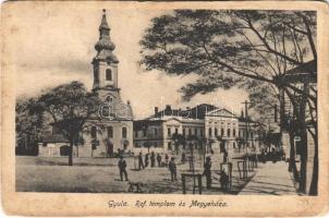 1927 Gyula, Református templom és Megyeháza. Leopold nyomda kiadása (vágott / cut)