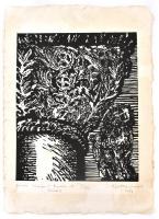 Ágotha Margit (1938-2015 ): Jónás imája - Babits illusztráció, 1984. Linómetszet, merített papír, jelzett, művészpéldány EA III/VII. Lap kissé foltos, 32×26 cm
