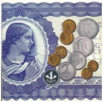 2006. 1Ft-100Ft (7xklf) forgalmi sor szettben + 1946. 1Ft Ag "Hatvanéves a Forint" utánver...