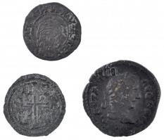 3xklf hamis érméből álló tétel: római Geta denár + Szlavón dénár + Miksa dénár "BB" T:2-