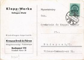 1940 30 év óta Klopp-gyorsgyalugépek! Klopp-Werke GmbH. Krause Ernő és Társa magyarországi fióktelep...