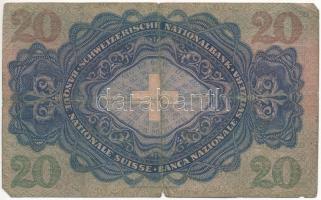 Svájc 1937. 20Fr T:III,III- Switzerland 1937. 20 Francs C:F,VG fine paper Krause 39.f