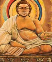 Szentandrássy István (1957-2020): Buddha. Olaj, vászon, jelzett, kissé sérült (festmény alján egy apró lyukkal). Fa keretben, 60×50 cm