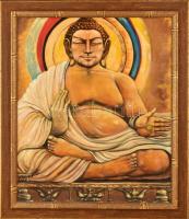 Szentandrássy István (1957-2020): Buddha. Olaj, vászon, jelzett, kissé sérült (festmény alján egy ap...