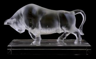 Ajka kristály bika figura. Jelzett ólomkristály szobor. Hibátlan. 24 cm, m: 14 cm