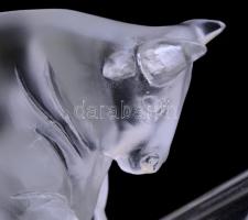 Ajka kristály bika figura. Jelzett ólomkristály szobor. Hibátlan. 24 cm, m: 14 cm