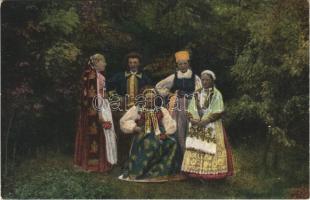 Prázsmár, Tartlau, Prejmer; szász viselet. Vasúti levelezőlapárusítás / Transylvanian Saxon folklore