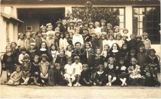 1930 Érsekújvár, Nové Zámky; Simor Intézet, tanulók csoportképe nővérekkel / group of students with nuns and monk. Kováts photo (fl)
