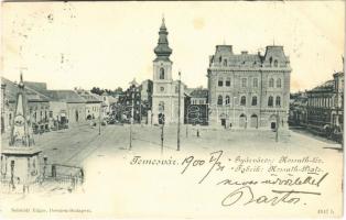 1900 Temesvár, Timisoara; Gyárváros, Kossuth tér, Brüder Kohn üzlete / Fabrik, Kossuth-Platz / square, street view, shops