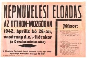 1942 Népművelési előadás, plakát, 30,5x47 cm