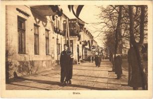 Bielsko-Biala, Bielitz; WWI street with Red Cross nurse