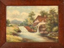 Olvashatatlan jelzéssel: Vízimalom. Olaj, vászon, fa keretben. 34×48 cm