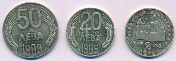 Bulgária 1981. 2L Cu-Ni "Bulgária 1300 éves" + 1989. 20L Cu-Ni-Zn + 50L Cu-Ni-Zn T:1- (ere...