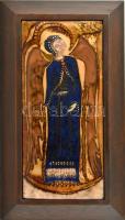 Morelli Edit (1940): Angyal 2004. Tűzzománc, vörösréz dombormű 40x18 cm,  fa keretben. 50x28 cm