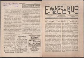 cca 1920 Vegyes papírrégiség tétel, közte újságok szórványai (Harangszó, Evangélikusok lapja, Evangélikus élet), levelek, közte kézzel írottak, vallási témában
