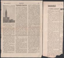 cca 1920 Vegyes papírrégiség tétel, közte újságok szórványai (Harangszó, Evangélikusok lapja, Evangé...