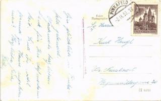 1958 Pinkafő, Pinkafeld; tér, Karl Strobl üzlete, szobor, dohánybolt / Strasse, Geschäft, Tabak Traf...