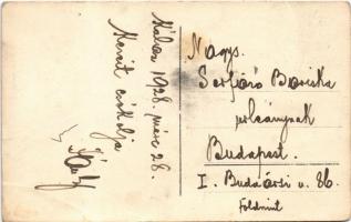 1928 Káloz, utca, Református templom és iskola. photo (fa)