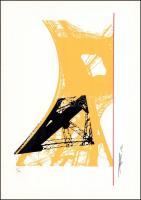 Hervé, Rodolf (1957-2000): Eiffel-torony sárgában. Szitanyomat, papír, jelzett, számozott (4/40), ca. 36x21 cm. / Hervé, Rodolf (1957-2000): Eiffel-tower in yellow. Screenprint on paper, signed, numbered (4/40), 36x21 cm.