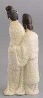 Kínai mázas kerámia figura, jelzett, kis kopásnyomokkal, m: 29 cm