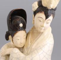 Kínai mázas kerámia figura, jelzett, kis kopásnyomokkal, m: 29 cm