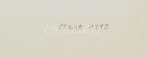 Mark (Márkus), Anna (1928-): Konstruktivista kompozíció, 1990. Szitanyomat, papír, jelzett, E.A. műv...