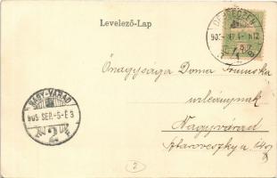 1905 Debrecen, Városház, Piac utca, árusok, villamossín, Bartha Kálmán és Zádor Lajos üzlete
