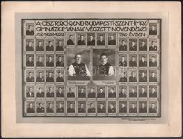 1929 A Ciszterci Rend Budapesti Szent Imre Gimnáziumának végzett növendékeinek tablófotója, 20x28 cm