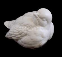 Fehér mázas porcelán madár, jelzés nélkül, kis kopásnyomokkal, 11×8 cm