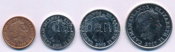 Kajmán-szigetek 1999. 1c Cu-acél + 2005. 5c Ni-acél + 2013. 10c Ni-acél + 2017. 25c Ni-acél T:1-
Ca...